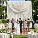 50ft x 15ft Ivory Backdrop Curtains for Wedding Parties, 10 Panels Extra Long Wrinkle Free Fabric Drapes Photo Backdrop for Baby Shower Birthday Stage Reception