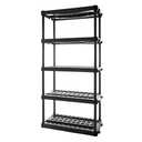 Plano 5-Shelf Plastic Storage Shelves, 73” x 36” x 18”, 750lb Capacity, Pantry, Office, Closet and Garage Shelves, Easy to Assemble, Durable Plastic Shelving Unit