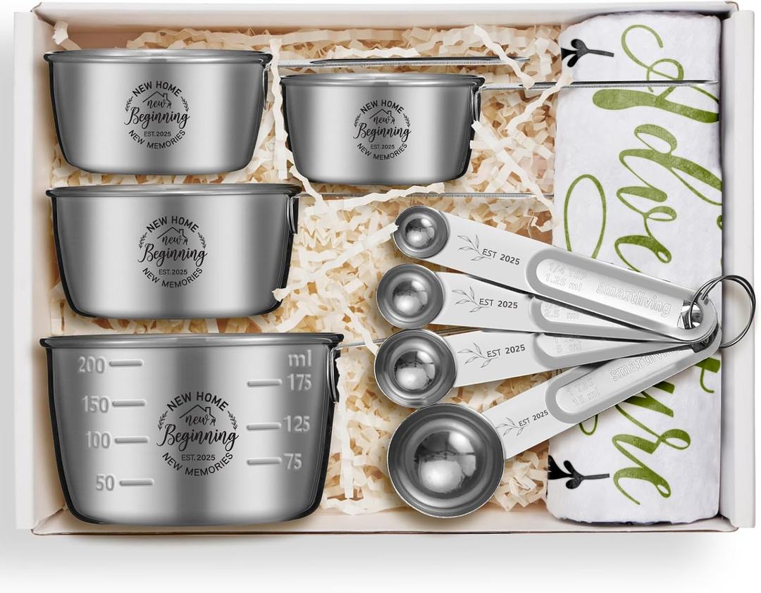 House Warming Gifts New Home,Housewarming Gifts New Home Gift Ideas,Best Housewarming Gifts 2025,Measuring Cups and Spoons Set Housewarming Gifts for Women,Couple,New Homeowner,Coworker,Friend