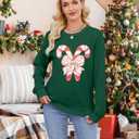 Christmas Sweatshirts Women Candy Canes Graphic Sweatshirt Vintage Xmas Long Sleeve Shirt Pullover Tops (Small)