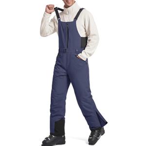 FREE SOLDIER Men's Insulated Waterproof Snow Bibs Ski Overalls (Large/32" Inseam, Midnight Navy)