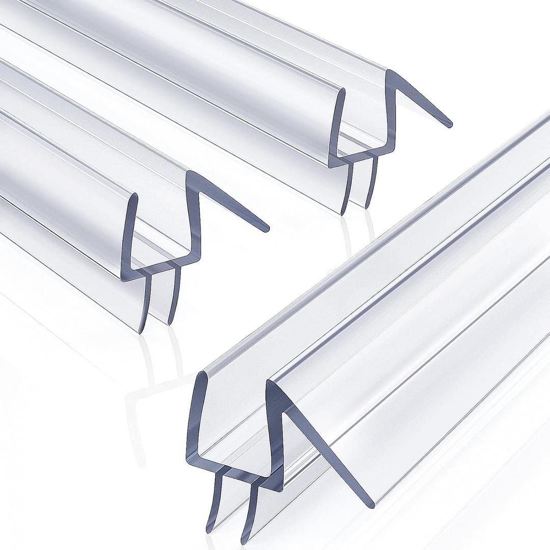 3Pack 3/8" x 39" Shower Door Bottom Seal - Shower Door Sweep - Frameless Glass Seal Strip - Stop Leaks and Create a Water Barrier, 10MM