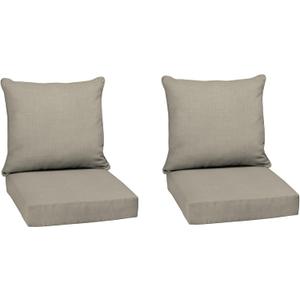 Arden earthFIBER Outdoor Deep Seat Cushion Set (2-Pack), 24 in x 24 in, Weather-Proof, Rain-Proof, Fade Resistant Patio Cushion for Chair, Sofa, and Couch Sandbar Taupe Texture