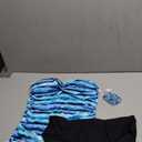 Shuangyu Women's Twist Front Bandeau Tankini Set Two Pieces Ruched Tummy Control Suimsuit with Mid Waist Briefs (Medium, Color Blue Stripes)