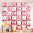 36PCS Double-Sided Pink & White Foil Balloon Backdrop Kit  Reusable Mylar Balloon Wall or Balloons Tunnel for Baby Showers, Weddings, Birthdays, Valentines Day & Party Decor