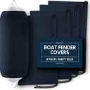 Boat Fender Covers | Several Size Options  | Black & Navy Blue | 1, 2 & 4-Pack | Polyester (4-Pack, Navy Blue, 5 x 14)