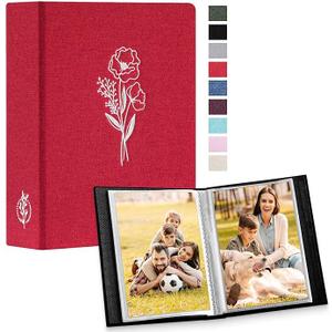 Lanpn Self Adhesive Photo Album Scrapbook 80 Pages, Linen Photos Albums DIY Sticky Magnetic Pages holds 4X6 7x5 A5 Picture for Family Wedding Birthday (Large-40 Sheets/80 Pages, Beige)
