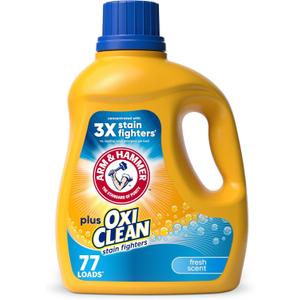 ARM & HAMMER Plus OxiClean Fresh Scent, 77 Loads Liquid Laundry Detergent, 100.5 Fl oz
