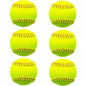 Rarapop Sports Fastpitch Softballs, Official Size and Weight Practice Softball, Unmarked & Leather Covered Training Ball for Games, Practice and Training(Yellow, 12 Inch)
