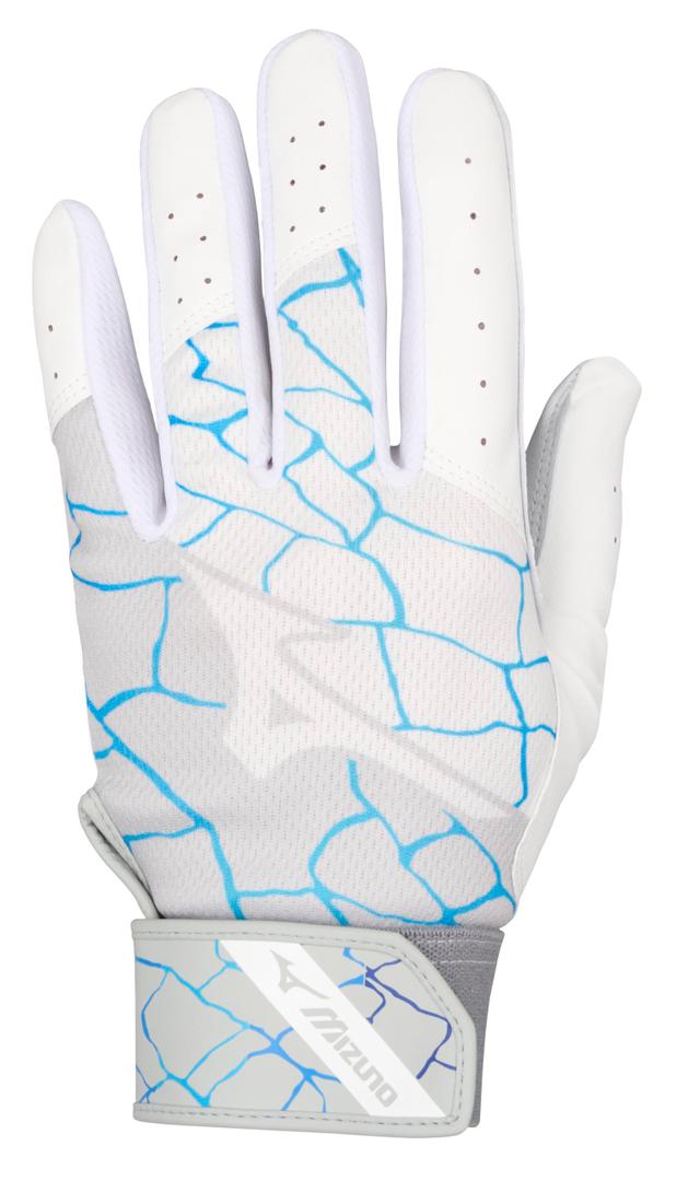 Mizuno Boy's MVP Youth Batting Gloves, White-Blue, (XXS)