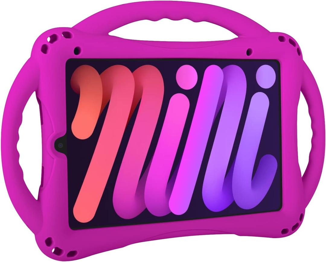 TopEsct Kids Case for iPad mini 7 (A17 Pro) 2024 /iPad Mini6 2021, Shockproof Silicone Cover with Handle Stand for 8.3" iPad mini 6th/7th Gen, Purple