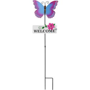 Metal Butterfly Garden Stake,Rustic Butterfly Decorative Yard Stakes Metal Yard Art Ornaments Welcome Sign Outdoor Spring Garden Decor Patio Lawn Porch Pathway Decor (Butterfly)