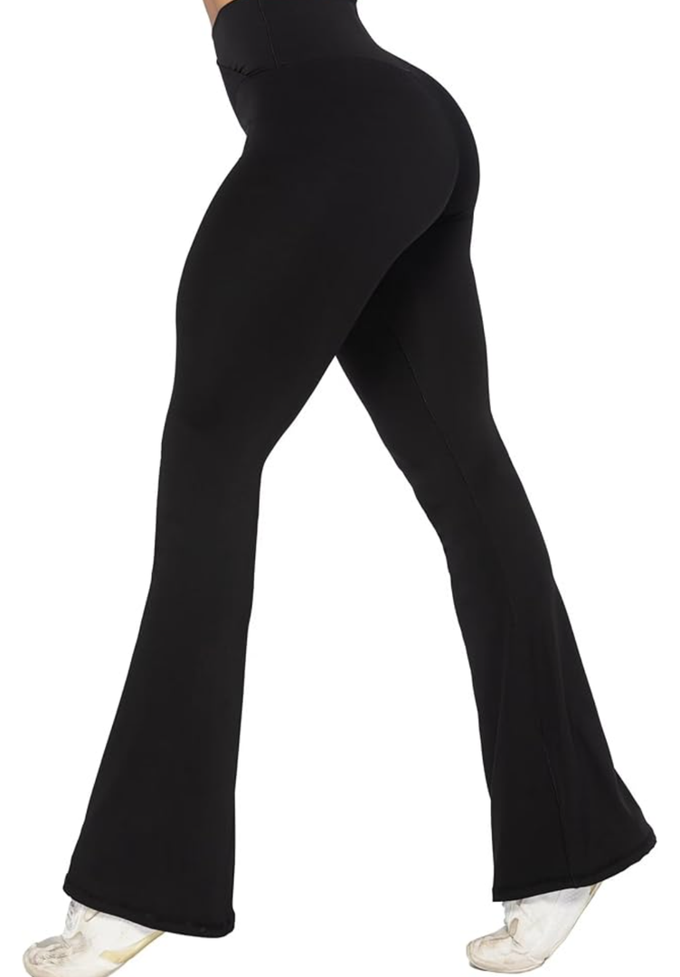 Sunzel Womens Flare Leggings No Front Seam Flare Yoga Pants with Tummy Control Crossover High Waist L