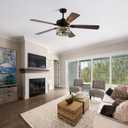 Dawn Whisper 60 Inch Crystal Chandelier Ceiling Fans with Lights Black Large Modern Ceiling Fans for Living Room Bedroom Quiet and Reversible DC Motor 6 Speeds Enegery Efficient