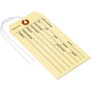 SmartSign Toe Identification Tag for Coroner and Funeral, 5.25" x 2.625" Durable Manila Cardstock with Reinforced Hole, Pre-Strung - Pack of 100 Tags