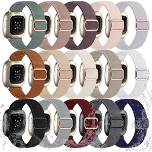 Odbeai Compatible with Fitbit Versa 4 Bands for Woman/Versa 3 Band, Compatible with Fitbit Sense 2 Bands/Sense Band, Water-Resistant Adjustable Stretchy Nylon Sport Strap for Smart Watches, 15 Packs
