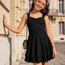 Tween Girls Sleeveless Summer Dress Kid Casual Beach Mini Loose Athletic Dresses 9-19 Years Old (Black)