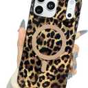 Jmltech for iPhone 17 Pro Max Magnetic Case Cheetah Print Leopard Aesthetic Bling Case Cute Clear Silicone Shockproof Protective Phone Cases Gold, Leopard