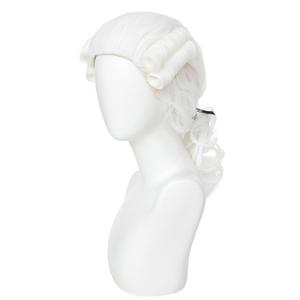 Colonial Judge Wig - 18th Century Historical Costume Wig for Men Women, Curly Lawyer Wig with Ribbon, Perfect for Halloween, Cosplay, School Plays & Historical Reenactments (White)