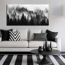 Foggy Forest Canvas Wall Art for Office Natural Landscape Wall Decor for Living Room Large Wall Art Bedroom Wrapped Canvas Ready to Hang 24 x 48 Inch