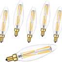 CREATE BRIGHT Edison Light Bulbs E12 Dimmable Candelabra LED Light Bulbs 100W Equivalent，B11 High Brightness Daylight White 5000K，Clear Glass，5 Pack