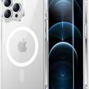 Temdan for iPhone 12& iPhone 12 Pro Case Clear with Screen Protector, Compatible with Magsafe, Anti-Yellowing, Military-Grade Protection, Shockproof Slim Magnetic Phone Case Cover, Transparent