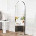 OLIXIS Arched Full Length Mirror 59"x16" for Bedroom, Full Body Mirror with Stand, Hanging or Leaning for Wall, Aluminum Alloy Thin Frame Floor Standing for Living Room, Tall, Black