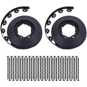 Garden Edging，100FT Landscape Edging with 60 Spikes for Lawn 1.5 Inch Tall (Black, 100FT)