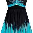 Arolina Plus Size Bathing Suits for Women 2025 Flowy Swim Dress with Boyshorts Modest Swimsuit Built in Bra Swimwear for Swimming Pool Blue Longitude 4X