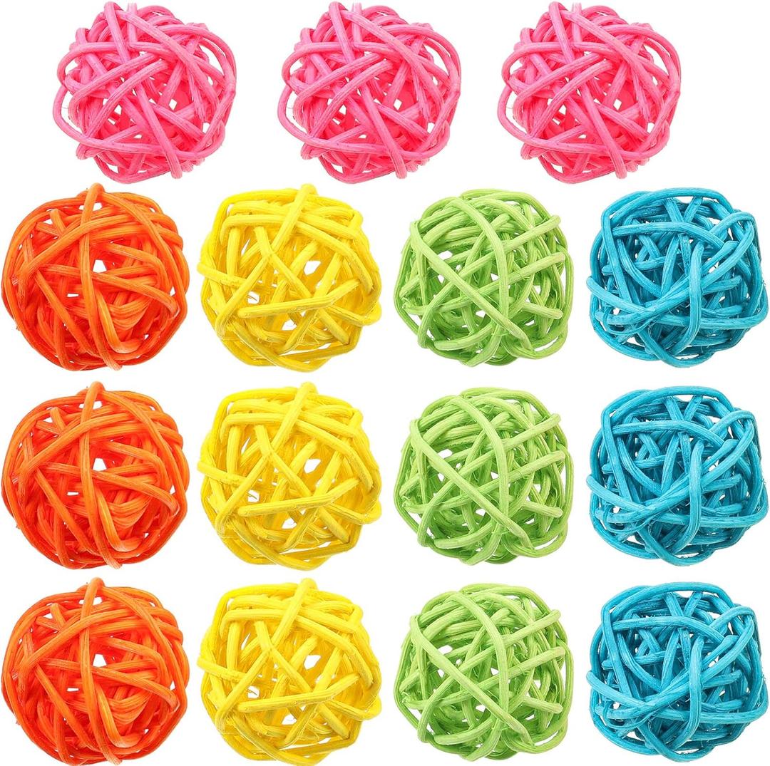 Patelai 15 Pcs Wicker Rattan Balls Spring Vase Bowl Filler Decor 1.6 Inch Pastel Wicker Balls Decorative Orbs Sphere for Home Easter Decor Craft Birthday Centerpiece