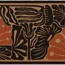 Boho Floral Door Mat, Boho Floral Doormat, Black Flower Welcome Front Door Mat Outside Indoor Outdoor Entrance, Botanical Artificial Coir Doormats Rugs for Patio Entry Home Decor, 30x17in