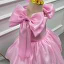 KLFFLGID Girls Satin Flower Girl Dress for Wedding Tulle Ball Gown Sleeveless Princess Party Dress for Birthday (Purple)