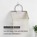 Wall-Hanging Storage Bags, Desktop Organizer Basket Cotton Linen Hanging Storage Basket for Kitchen,Bderoom,Living Room (#2 White)