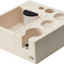 IKAPE Espresso Knock Box, Espresso Coffee Organizer Box Fit for Storage 51, 54, 58MM Espresso Tamper, Distributor, Portafilter & Puck Screen Accessories, Plastic Station Base(White) (23.7X23.7X8.6CM)