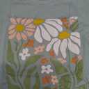 Vintage Wildflowers Graphic Shirt Women's Casual Holiday Short Sleeved T-Shirt Boho Floral Printed Tee Fall Tops (Medium, Green-00)