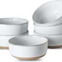 Tikooere Ceramic Soup Bowls Set of 6, 30 Ounce Stoneware Cereal Bowl, Porcelain Nesting Bowls for Oatmeal, Popcorn, Soup, Pasta, Fruit, Housewarming Gift, Microwave & Dishwasher Safe, White