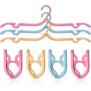12 Pcs Travel Hangers,Portable Folding Clothes Hangers Clothes Drying Rack for Home and Travel 3 Color