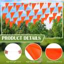 Peryiter 105 ft 64pcs Pennant Banner Flags 11.02" x 17.72" Large Safety Marking Flags Triangle Pool Flagging on String for Construction Site Sporting Events Party Decor Parking Marking(Orange)
