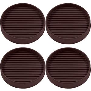 Bonsicoky 4 Pcs Non Slip Furniture Pads - 3 Inch Round Rubber Furniture Caster Cups with Anti-Sliding Floor Grip - Furniture Coasters for Couch Chair Feet - Brown