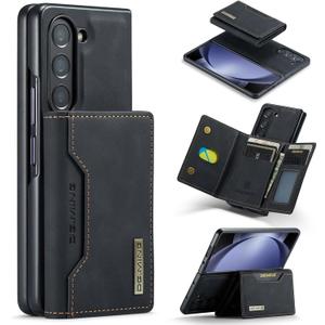 Wallet Case for Samsung Galaxy Z Fold 6, DG.MING Premium Leather Back Cover Shockproof Protective Phone Case Magnetic Detachable with Trifold Wallet Card Holder Pocket (Black)
