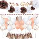 EpiqueOne 52-Piece Its A Girl Baby Shower Party Decor Kit | Includes a Banner, Tissue Paper Pom Poms, Rose Gold Balloons & More | Easy to Assemble | For Gender Reveal & Baby Shower Decorations