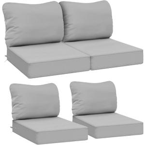 AAAAAcessories Outdoor Deep Seat Cushions, Waterproof, Fade-Resistant Patio Furniture Replacement Cushions, 23.5" x 25.5" x 5" + 23.5" x 19", Set of 4, Gray