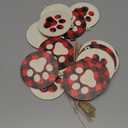 Maitys 30 Pcs Christmas Wooden Dog Paw Ornaments Buffalo Plaid Paw Print Xmas Tree Hanging Tag Cat Claw Xmas Hanging Ornaments with Ropes for Holiday Christmas Tree Decor