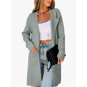 CHICASIMIR
Women's Open Front Cardigan Sweater Long Sleeve Casual Knit Lapel Coatigan Coat 2XL