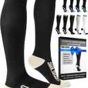 SB SOX Compression Socks for Men & Women (20-30 mmHg) - Best Support Stockings for Travel, Medical, and Sports - Perfect for Everyday Wear (Medium, Black/Beige)