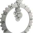 Kikkerland Big Wheel Revolving Wall Clock, Silver
