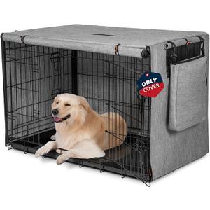 600D Dog Crate Cover, Waterproof Pet Kennel Cover with Storage Bag Fit for 36 Inch Wire Crate Dog Cage, 36 Inches, Gray