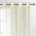 DWCN Ivory Sheer Curtains, Grommet Top Window Curtains for Bedroom & Living Room, Faux Linen Look Voile Semi-Transparent Solid Curtains Drapes Set of 2 Panels 52 x 102 Inch Long, Ivory