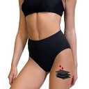 feitycom Period Swimwear - Menstrual Swimwear Bikini Bottoms - Black Leakproof Swim Bottoms for Teens Girls and Women (as1, Alpha, x_s, Regular, Regular, Black)