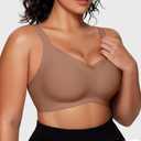 Vertvie Wireless Bras Women Seamless Jelly Supportive Mesh Crossover Bra No Underwire Push Up Full Coverage T-Shirt Bralette Vervie Brown XXL